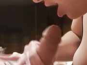 Curvy MILF Sucks and Strokes Thick Cock Until He Explodes on Her Big Tits