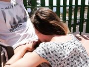 Blonde Babe Gives Amazing Public Blowjob in the Garden