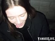 Public Blowjob by a Russian Brunette Babe