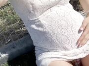 Pregnant Russian Babe Plays on Football Court
