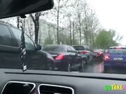 Public City Car Ride: Solo Female Orgasm with a Sex Toy