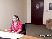 Big tit cougar calls home while riding the head teacher