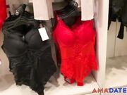 Risky Public Handjob and Cumshot on Big Tits in a Mall
