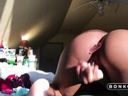 Ebony Solo Anal Play with a Toy