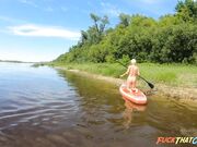 Naked Blonde Babe's Bdsm Solo On A Sap Board