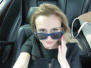 Russian Blonde Missmotivated Smokes and Masturbates in a Mercedes