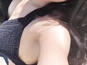 Daniela Duran in a bikini at a beach making out with kissing a random guy