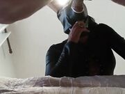 Milf endures a rough 10-minute face fuck with a big cock and huge cumshot.