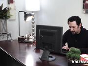 Boss ties up and rough fucks maid