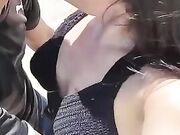 Daniela Duran shows her tits for her fans while performing online