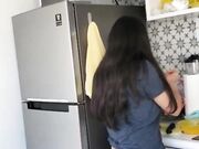 Nudist Daniela Duran showing hairy pussy while cooking on livestream webcam onlyfans show