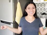 Nudist Daniela Duran showing hairy pussy while cooking on livestream webcam onlyfans show