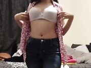 Daniela Duran strips naked on onlyfans livestream webcam show, shows hairy pussy