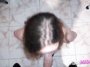 Blonde Teen's First Blowjob with a Cumshot Surprise