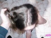 Blonde Teen's First Blowjob with a Cumshot Surprise