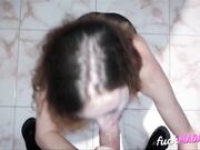 Blonde Teen's First Blowjob with a Cumshot Surprise