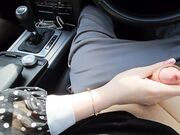 Handjob in a Car by Sexy GF Leads to a Quick Public Cumshot