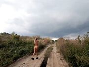 Risky Public Walk - Naked on a Broken Bridge