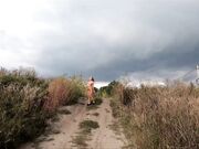 Risky Public Walk - Naked on a Broken Bridge