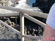 Risky Public Handjob and Nude Blonde Teen