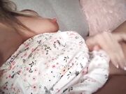 Milf moans quietly while rubbing her pussy to orgasm on webcam.