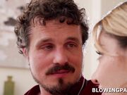 Petite teen giving stepdads bff blowjob