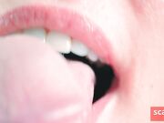 Close-up Tongue Teasing Blowjob by Blonde Amateur Milf