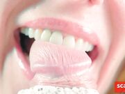 Close-up Tongue Teasing Blowjob by Blonde Amateur Milf