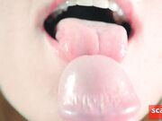 Close-up Tongue Teasing Blowjob by Blonde Amateur Milf