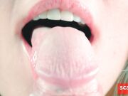 Close-up Tongue Teasing Blowjob by Blonde Amateur Milf