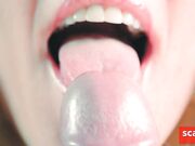 Close-up Tongue Teasing Blowjob by Blonde Amateur Milf