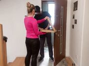 Blonde MILF Gives Pizza Delivery Guy a Blowjob for Cumshot on Pizza