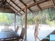 Tattooed Blonde MILF Strips in Abandoned Bar