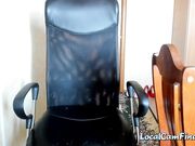 Big-Tit Russian Brunette Masturbates on Chair