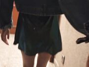 Small-titted babe fucked in the staircase by horny neighbor.