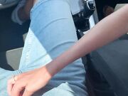 Big-Titted Brunette Sucks Driver's Cock in Car for a Mouthful of Cum