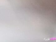 Pregnant teen cums hard in a long dress at home