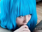 Kinky Blue-Haired Teen's POV Blowjob