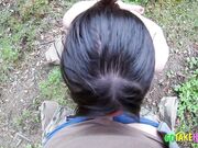 Mountain Blowjob with a Kinky Brunette