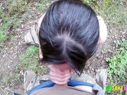 Mountain Blowjob with a Kinky Brunette