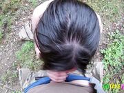 Mountain Blowjob with a Kinky Brunette