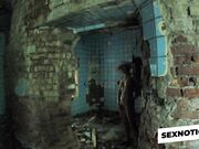 Blonde MILF's Public BDSM Solo in Abandoned Building
