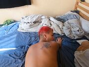 Butt-plugged sub gets fucked hard from behind after blowjob