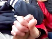 Public Bus Handjob with Amateur Babe