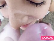 Close-Up BIG Facial! Amateur Babe Sucks & Swallows