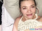 Big-Titted Brunette Babe Gives a Deep Throat Blowjob