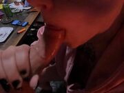 Big Tits Brunette Swallows His Load - POV Blowjob