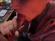 Big Tits Brunette Swallows His Load - POV Blowjob