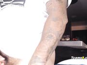 Curvy trans girl receives blowjob and strokes