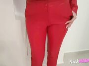 Big-Titted Blonde MILF in Leather Jacket Gives a Hot Blowjob